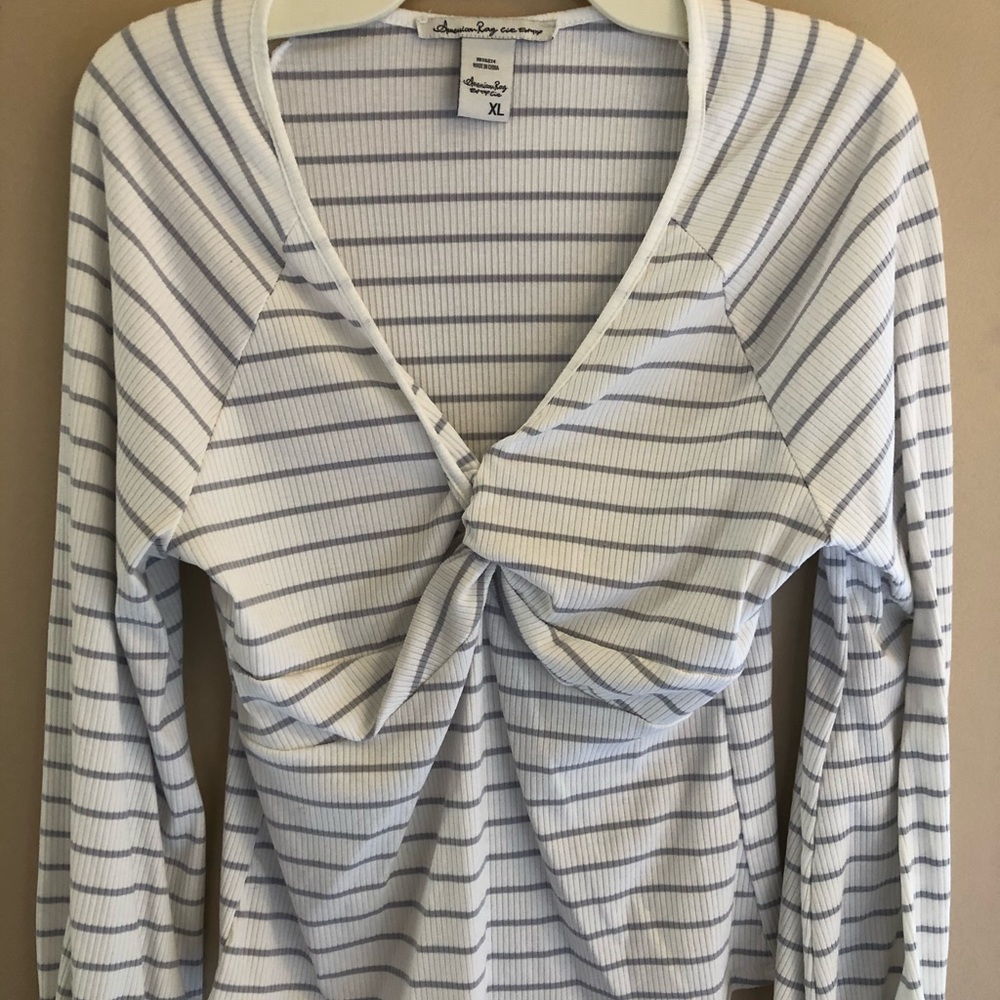 American Rag top white with gray strip